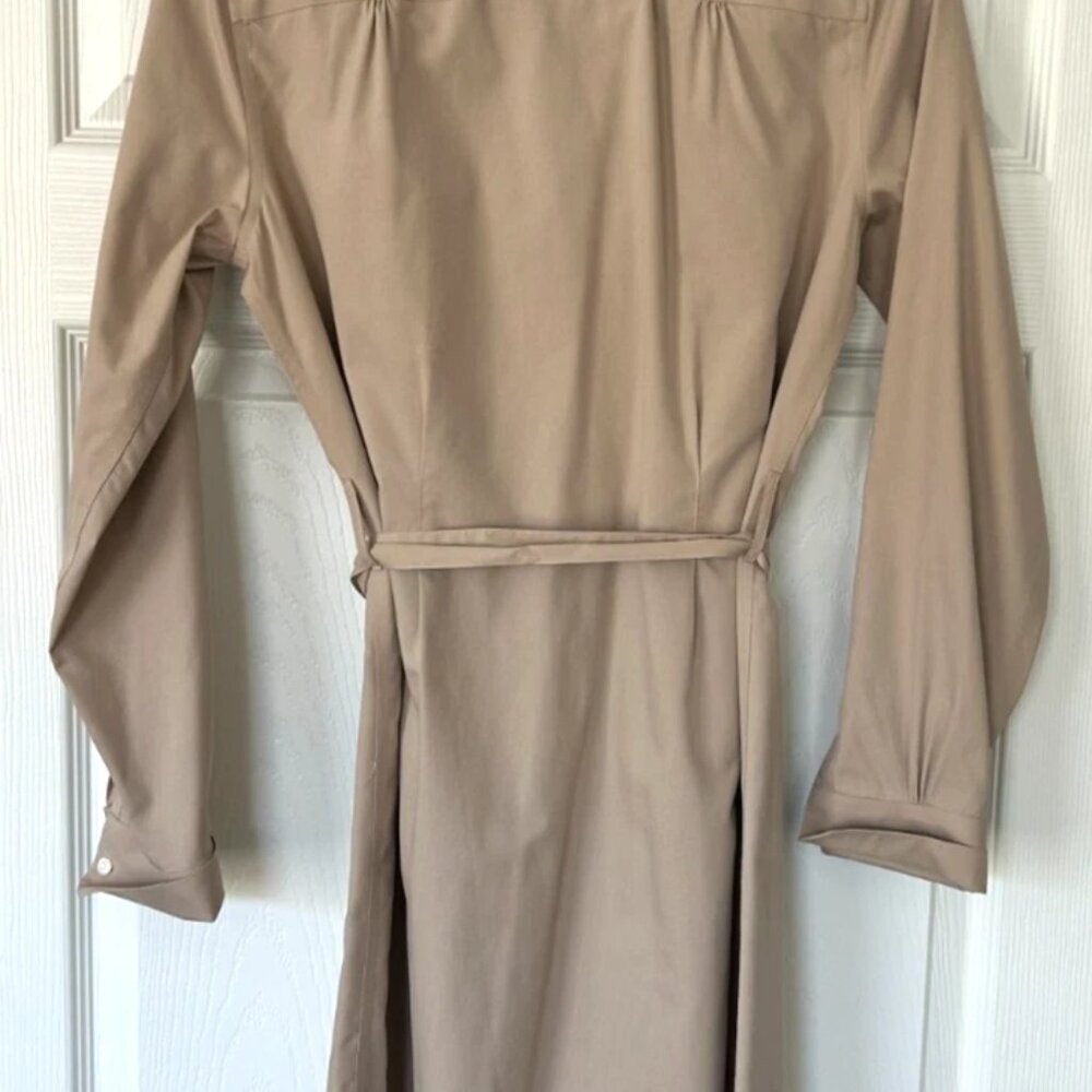Brooks Brothers 346 Utility Shirt Dress Size 6 Beige Cotton Belted Long Sleeve - Picture 6 of 8